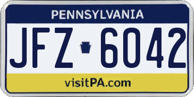PA license plate JFZ6042