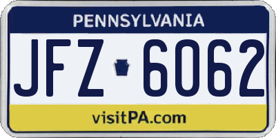 PA license plate JFZ6062