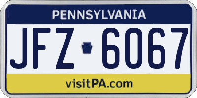 PA license plate JFZ6067