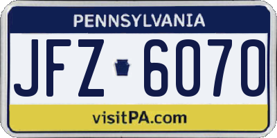 PA license plate JFZ6070