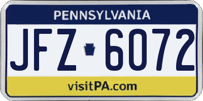 PA license plate JFZ6072