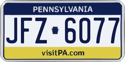PA license plate JFZ6077