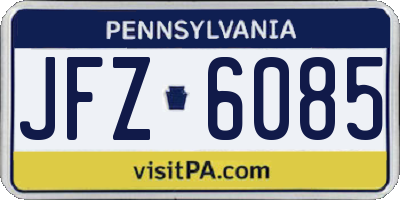 PA license plate JFZ6085
