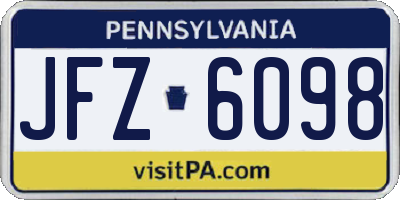 PA license plate JFZ6098
