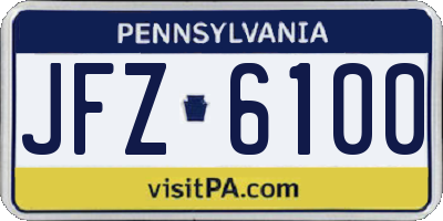 PA license plate JFZ6100