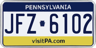 PA license plate JFZ6102