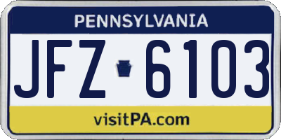 PA license plate JFZ6103