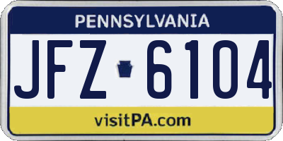 PA license plate JFZ6104