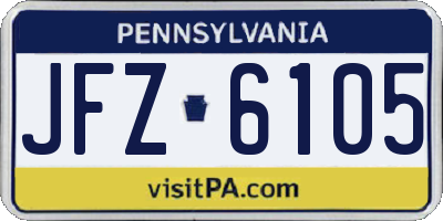 PA license plate JFZ6105