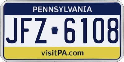 PA license plate JFZ6108