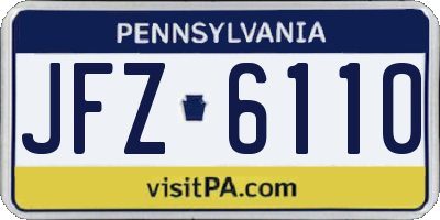 PA license plate JFZ6110