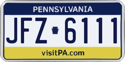 PA license plate JFZ6111