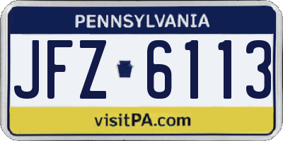 PA license plate JFZ6113