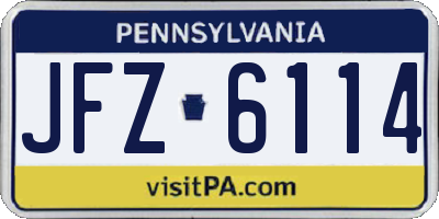 PA license plate JFZ6114