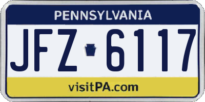 PA license plate JFZ6117