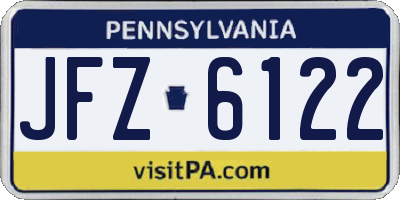 PA license plate JFZ6122