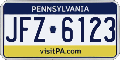 PA license plate JFZ6123