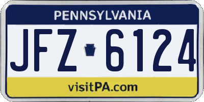 PA license plate JFZ6124