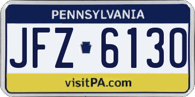 PA license plate JFZ6130