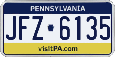 PA license plate JFZ6135