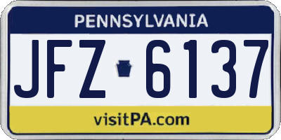 PA license plate JFZ6137