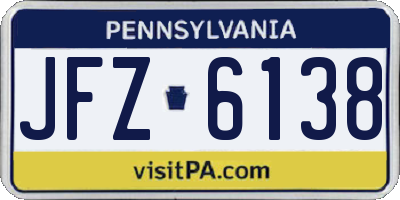 PA license plate JFZ6138