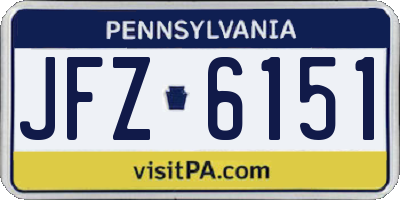 PA license plate JFZ6151