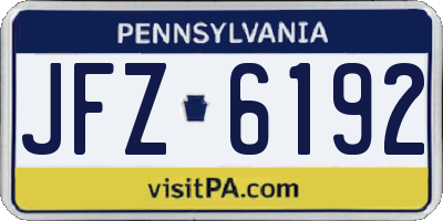 PA license plate JFZ6192