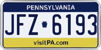 PA license plate JFZ6193