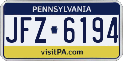 PA license plate JFZ6194
