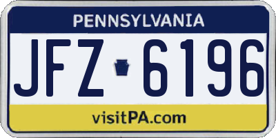 PA license plate JFZ6196