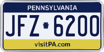 PA license plate JFZ6200