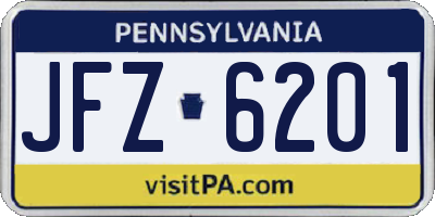 PA license plate JFZ6201