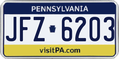 PA license plate JFZ6203