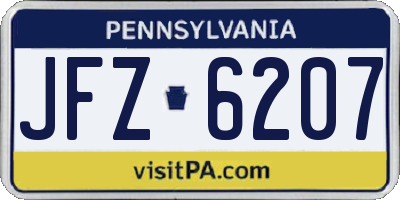 PA license plate JFZ6207