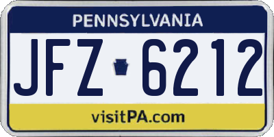 PA license plate JFZ6212