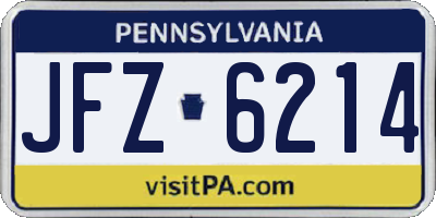 PA license plate JFZ6214