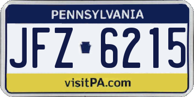 PA license plate JFZ6215