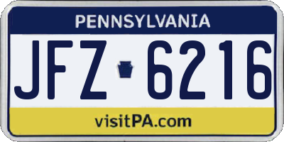 PA license plate JFZ6216