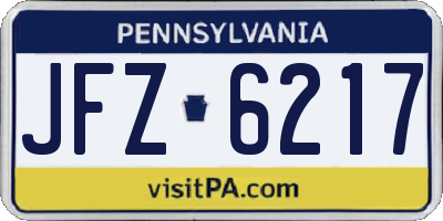 PA license plate JFZ6217