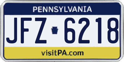 PA license plate JFZ6218