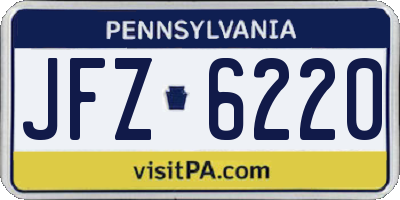 PA license plate JFZ6220