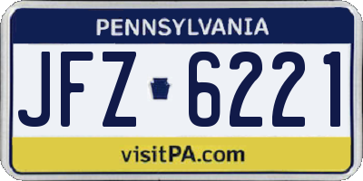 PA license plate JFZ6221