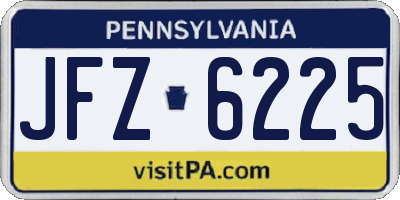 PA license plate JFZ6225