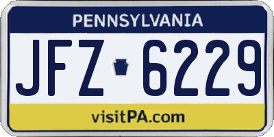 PA license plate JFZ6229