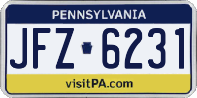 PA license plate JFZ6231