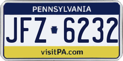 PA license plate JFZ6232