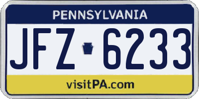 PA license plate JFZ6233