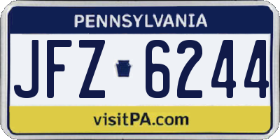 PA license plate JFZ6244
