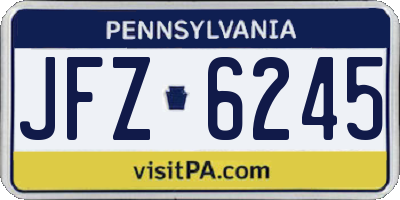 PA license plate JFZ6245